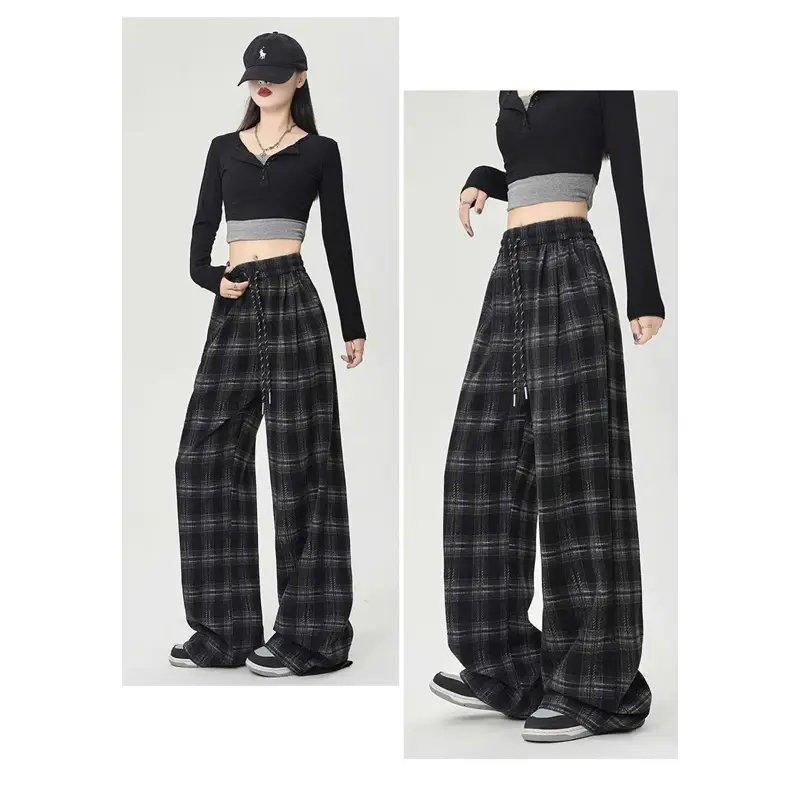 Quần Suông Ống Rộng Nữ Umi Dạ Mềm Kẻ Caro Cao Cấp - Hàng Hottrend Thun Women Ong 5