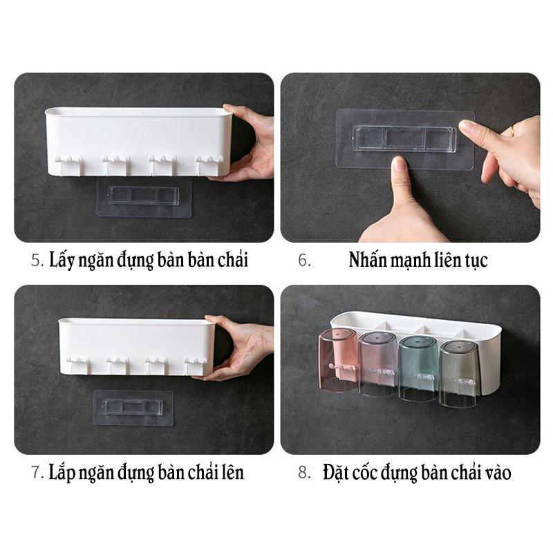 Giá Đỡ tặng kèm 4 cốc Kem Đánh Răng Bóp Treo Tường Phòng Tắm Cốc Có Giá Để Đồ Không Đục Lỗ Bàn Chải Đánh Răng 6
