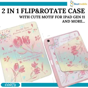 Case 360 Rotation Animasi for iPad A16 Gen 11 Air 6 Air 7 11" M3 Gen 7/8/9 10.2 Air 4/5 Pro 11 inch 2018-2022 Cute Grafitti Acrylic Flip Case