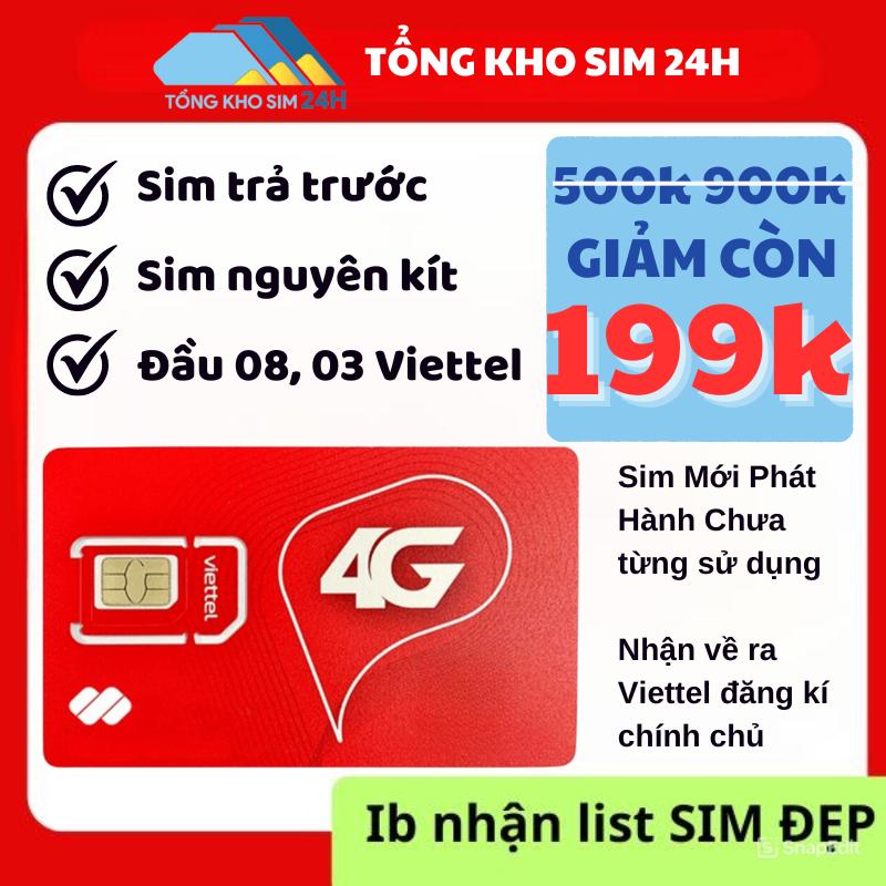 Sim Viettel 4G,5G trả trước,đầu 09 nghe gọi,đồng giá 199k, nghe gọi làm việc sim  viettel sim  số viettel 999999 đẹp