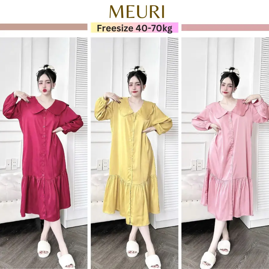 Đầm ngủ sơmi bigsize đuôi cá dáng dài chất latin mềm mịn thoáng mát.