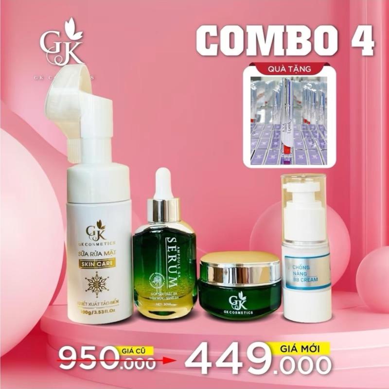 [KÈM SON KEM NHUNG DƯỠNG K.Y.A Lipstick]  BỘ 4 SẢN PHẨM HỖ TRỢ DƯỠNG ẨM DA MẶT - Giáng Kiều (GỒM: 1 SỮA RỬA MẶT TẢO BIỂN 100gr + 1 SERUM RAU MÁ 30ml + 1 KEM FACE DƯỠNG DA 25gr + 1 CHỐNG NẮNG BB 20gr) Women Skincare Chăm Sóc Da.