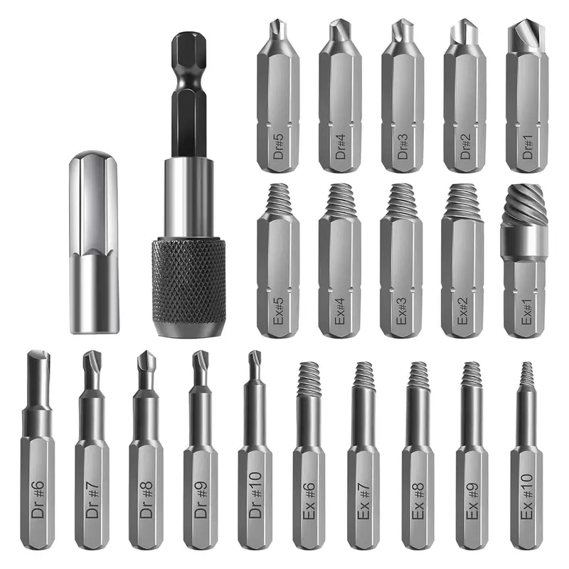 Damaged Screw Extractor Set, High Speed Steel Screw Extractor Set, Professional Broken Bolt Removal Tool Set, Industrial Grade Anti-breakage High Hardness Screw Extractor Equipment 0