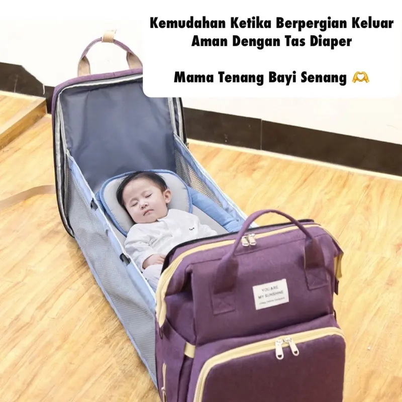 TAS BAYI 6003 - Tas Bayi Multifungsi YOUAREMYSUNSHINE Tas Perlengkapan Bayi Multifungsi 2in1 Kasur Tidur Tas Ransel Diaper Bag  - H1 Bags