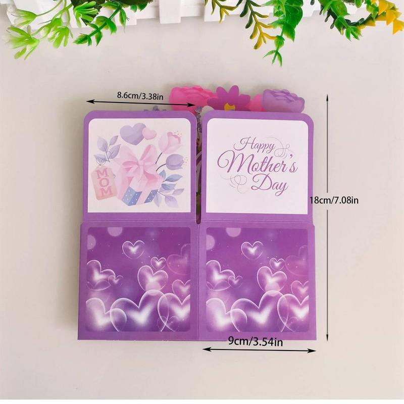 Flower Pop Up Card, 1 Count Creative Mother's Day Card with Envelope, Birthday Gift for Mom, Party Supplies, Gift Ideas 1