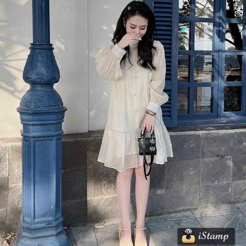 Váy Bầu Tơ Hai Lớp Mềm Mại Xinh Xắn Nữ Women 1