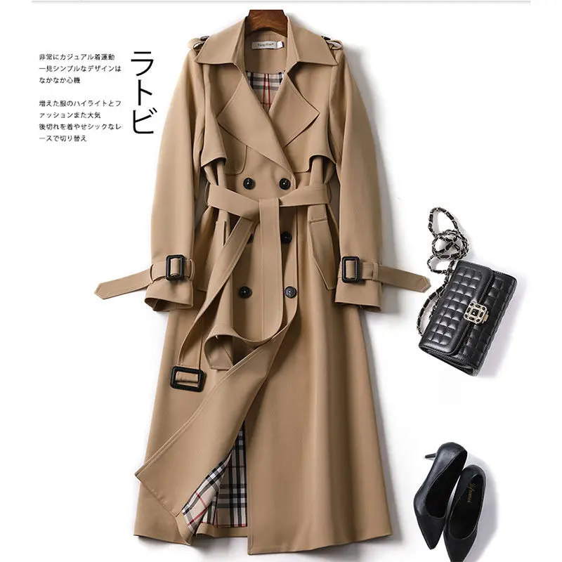 Trench Coat Women's Mid-Length 2023 Spring and Autumn New Korean Style Large Size Small Popular British Style Coat Overknee Coat
