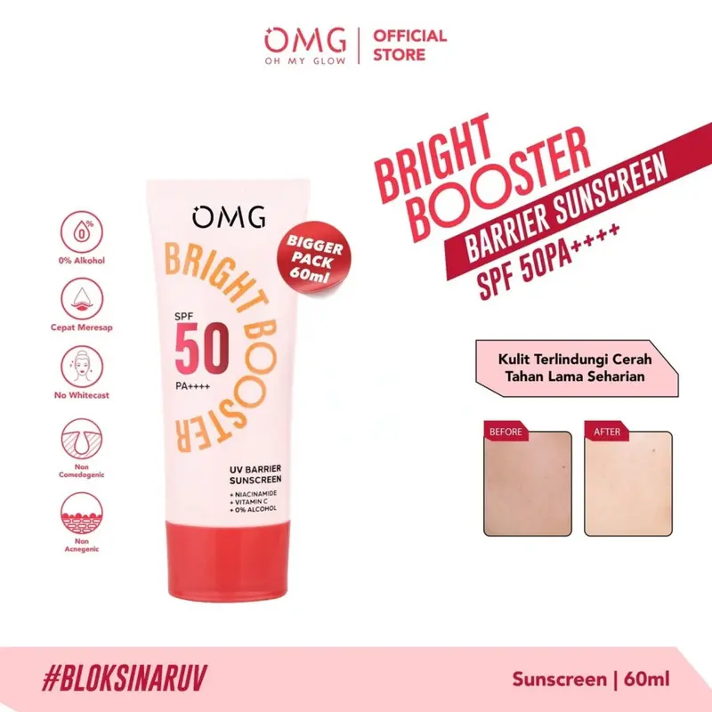 OMG Oh My Glow Bright Booster UV Barrier Sunscreen SPF 50 PA++++ - Untuk Semua Jenis Kulit - 25ml | 60ml 5