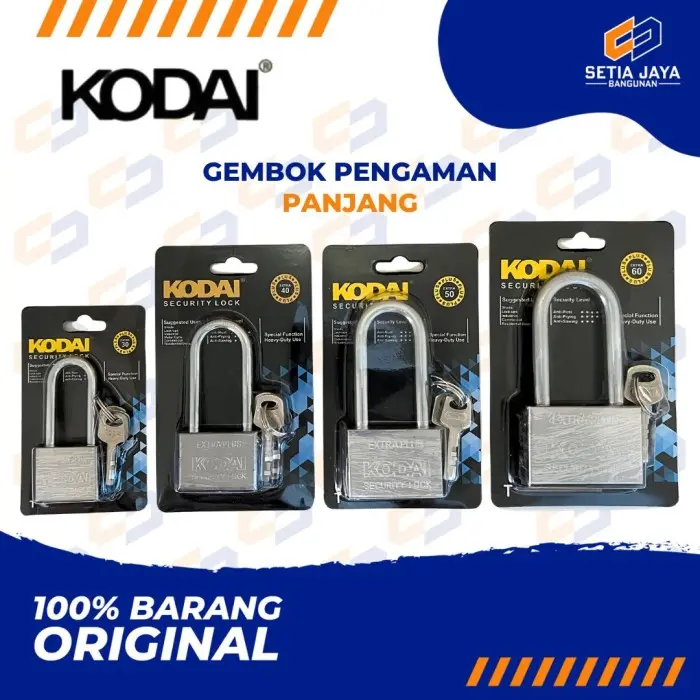 Gembok Pagar / Rumah / Pintu Kodai Panjang Nikel 30 / 40 / 50 / 60 mm