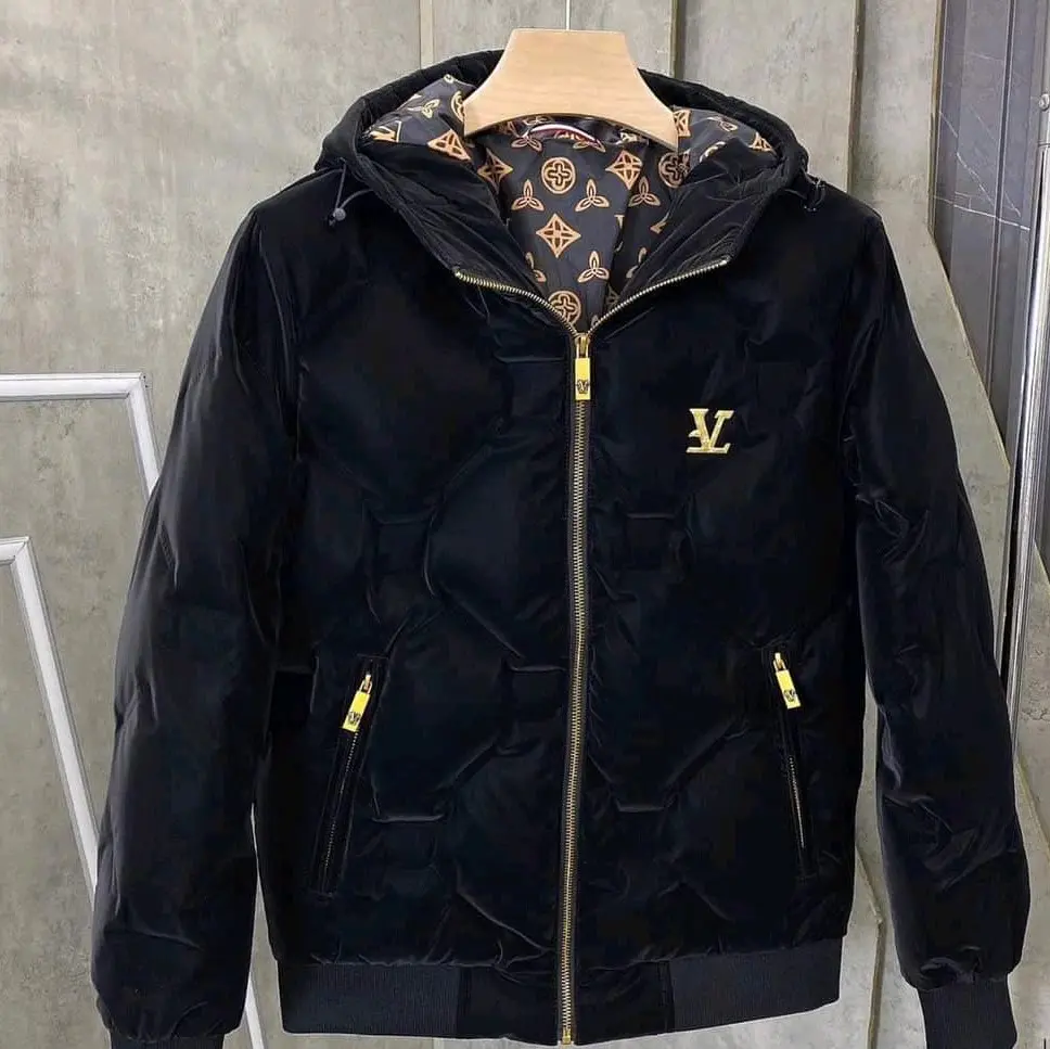 Áo phao V lông vũ Quảng châu cao cấp hoạ tiết sang trọng chất vải mềm mịn Menswear Nam Jacket Dài Tay Nhung