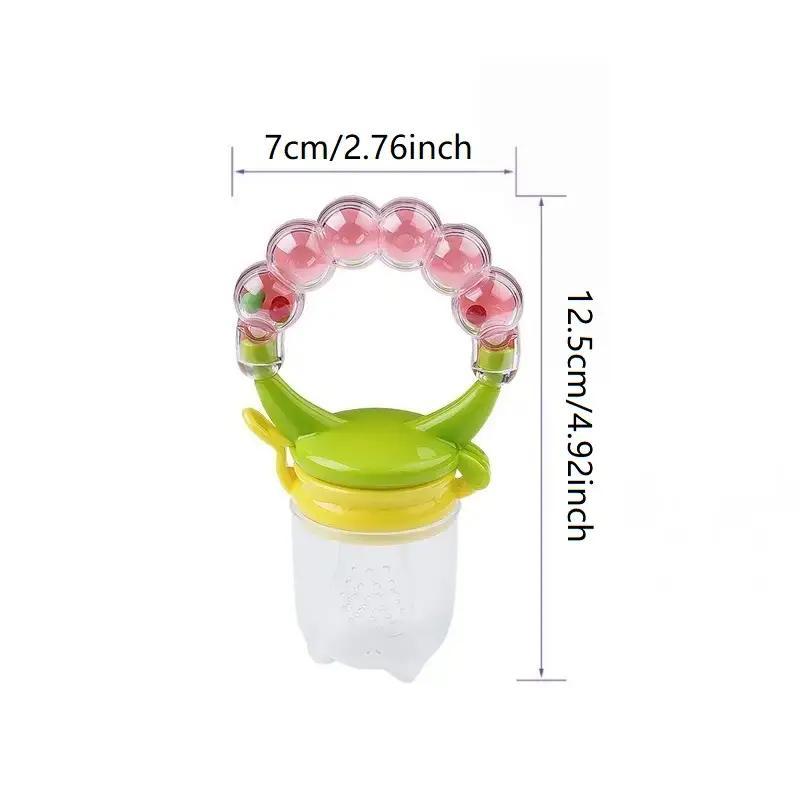 Baby 2 In 1 Fruit Pacifier with Lid, Safe Baby Fresh Food Pacifier with Rattle Handle, Baby Food Supplement Feeder Fruit and Vegetable Feeder Pacifier 1