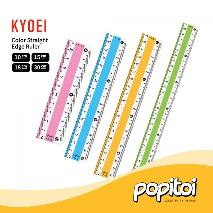 Jual Kyoei Color Straight Edge Ruler Penggaris Sekolah Warna Warni 10 ...