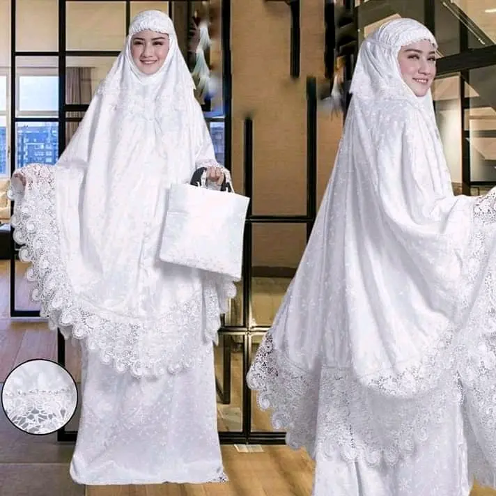 MUKENA RENDA PRADA SUTRA PUTIH PARIS FULL BORDIR PREMIUM ORIGINAL
