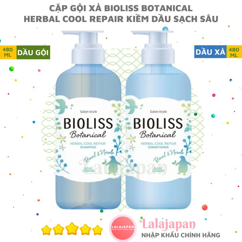 Cặp Dầu Gội và Dầu Xả Bioliss Botanical Herbal Cool Nhật Bản dành cho tóc dầu bết