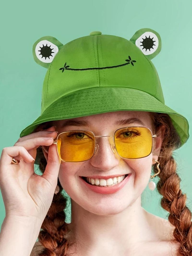Product Introduction of Cute Cartoon Frog Design Hat, Casual Soft Foldable Sun Protection Hat for Men & Women, Fashion Accessories for Daily Wear 2