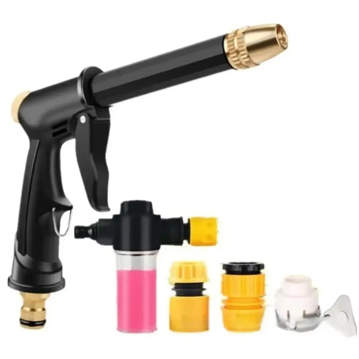 Premium Household High-Pressure Water Gun Set for Car Detailing - Comprehensive Car Wash Kit with Hose, Foam Cannon, & Plastic Tap Adapter - Perfect for Effortless & Efficient Vehicle Cleaning & Detailing