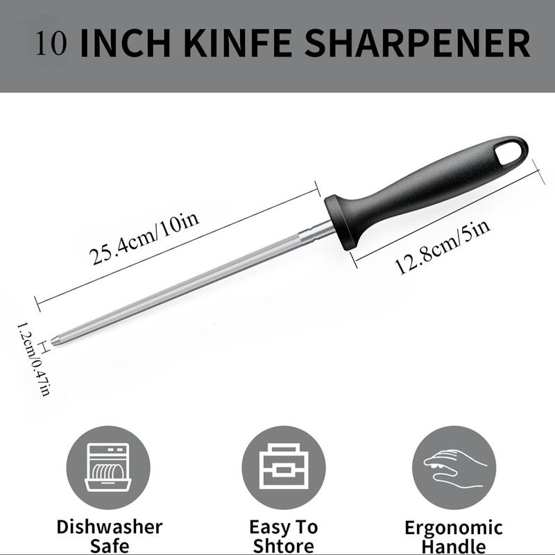Kitchen Knife Sharpener, 1 Count Professional Knife Sharpening Steel, Knife Sharpening Rod with Hanging Hole, Kitchen Knives Sharpener 7