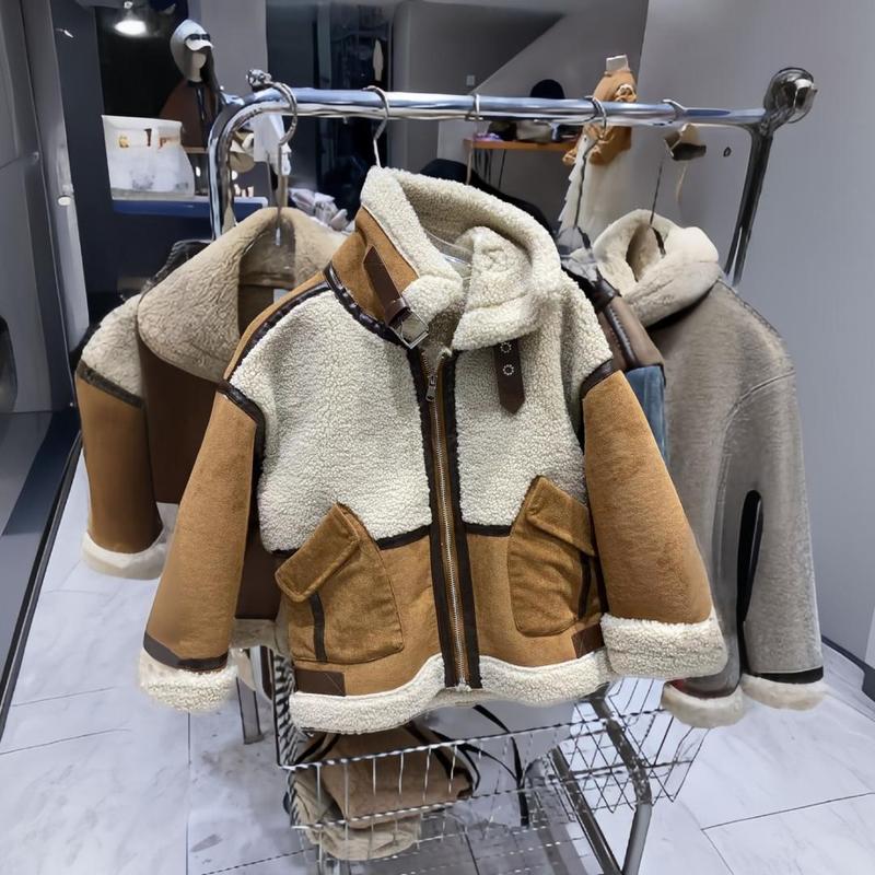 110-150 size Áo khoác Da lộn phong cách Hàn Quốc dành cho bé trai áo bbr