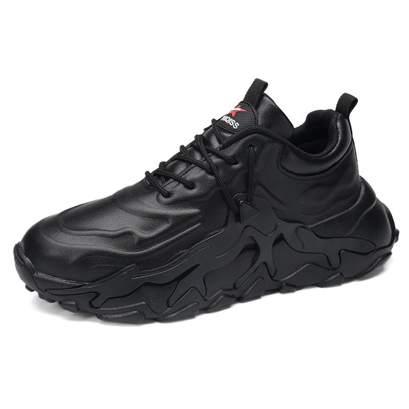 Customization Men Fashion Casual Sports Sneakers Lightweight Leather Thick Sole Blank Running Walking Shoes for Women Closed Trainers_voghion.com