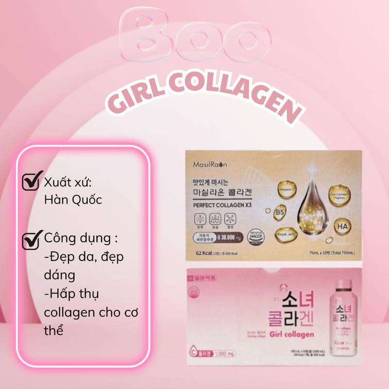  Nước Uống Giúp Trẻ Hoá Làn Da Girl Collagen + Perfect Collagen X3 Masilrao - FULL HỘP 