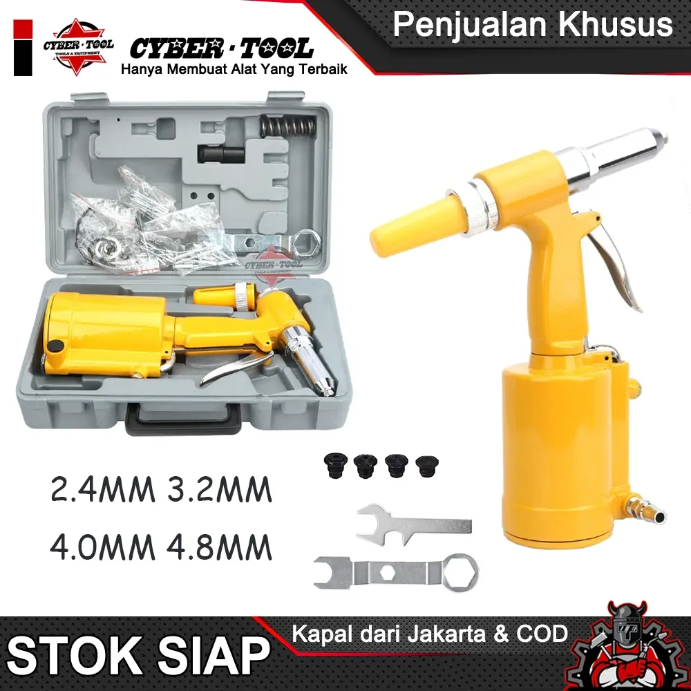 Professional Tang Rivet Angin Air Riveter Pneumatic Riveting Gun 2.4/3.2/4.0/4.8mm Tembaga Aluminium Berat 1.85kg COD Tersedia