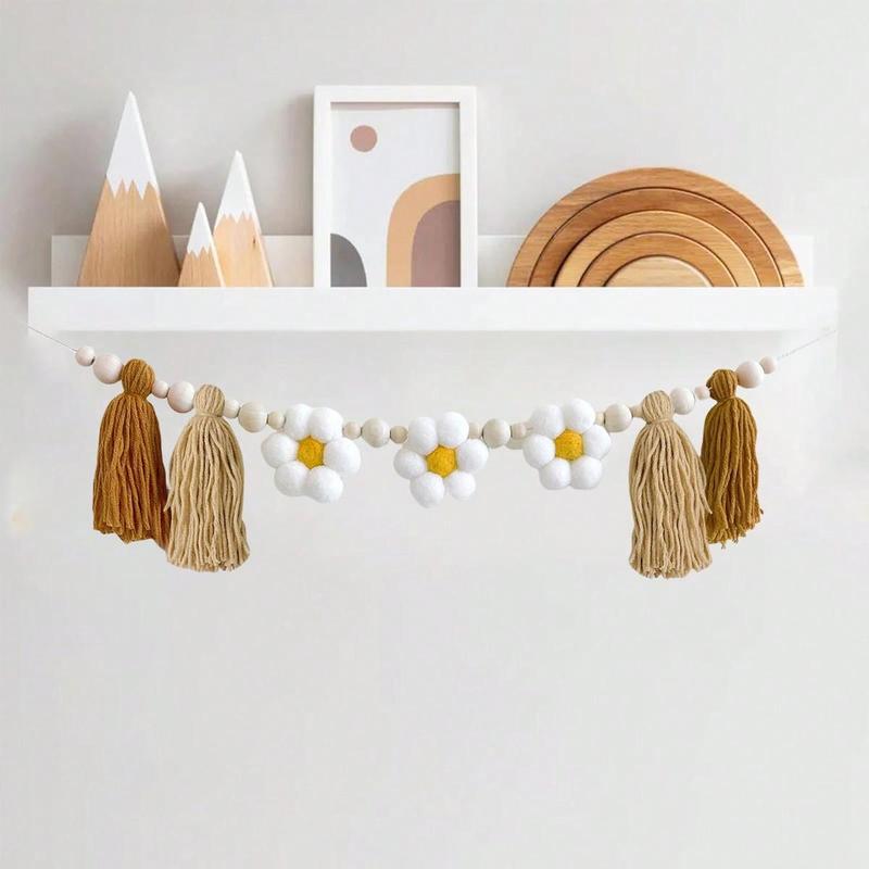 Flower & Tassel Decor Hanging Banner, 1 Count Cute Hanging Decor for Kids Room, Wall Decor for Home Living Room Bedroom, Home Decor 8