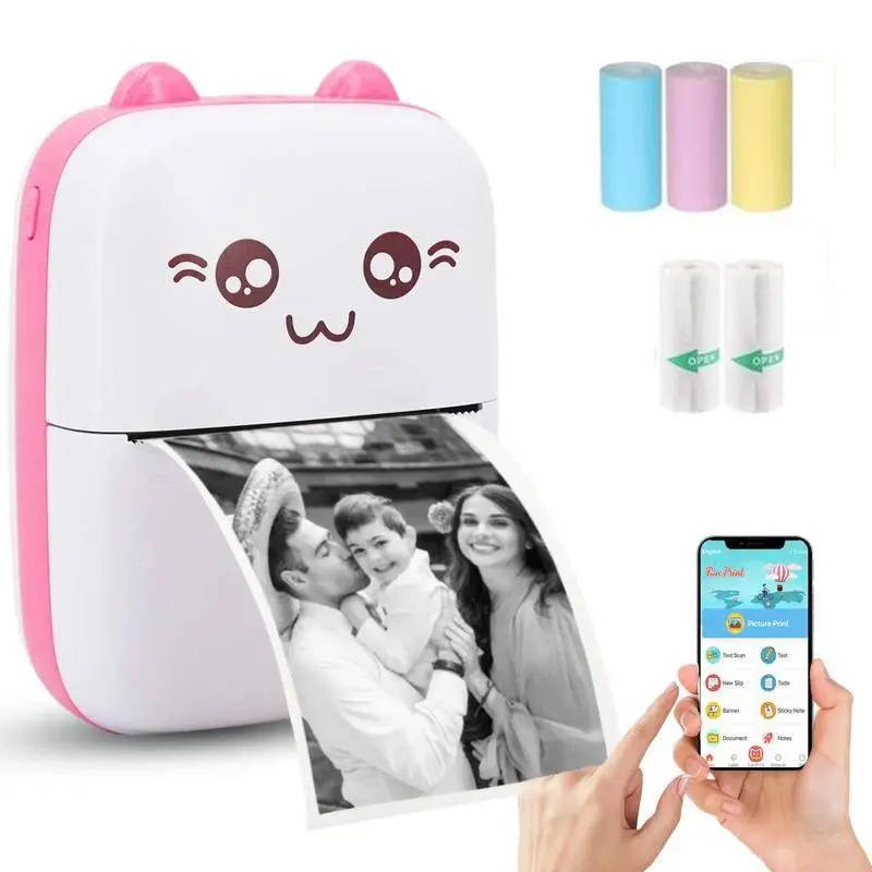 Durable Cute Cartoon Design Portable Thermal Printer, Mobile Wireless Label Printer, Thermal Printer for Ios & Android Smart Phone, Mini Photo Printer Sticker Printer, School Essentials, Thanksgiving Christmas Gift Set Digital Marketing Starter Kit 6