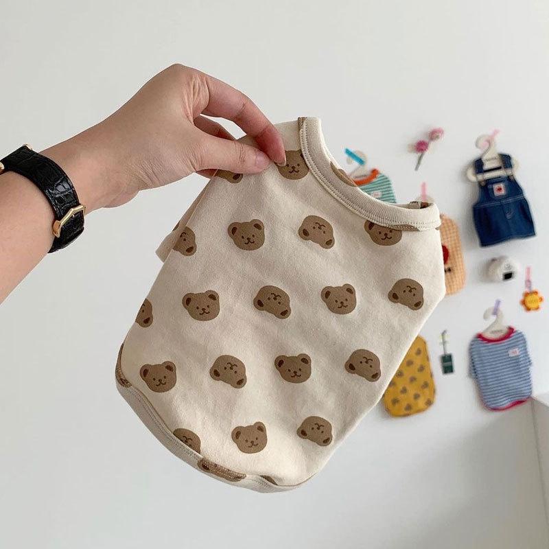 Áo Thun Vest In Hình Sóc Hoạt Hình, Thiết Kế Cún chó Con Dễ Thương, Cổ Tròn, Thích Hợp Cho Mèo Và Teddy, Vải Mỏng, Quần Áo Cho Chó Cưng