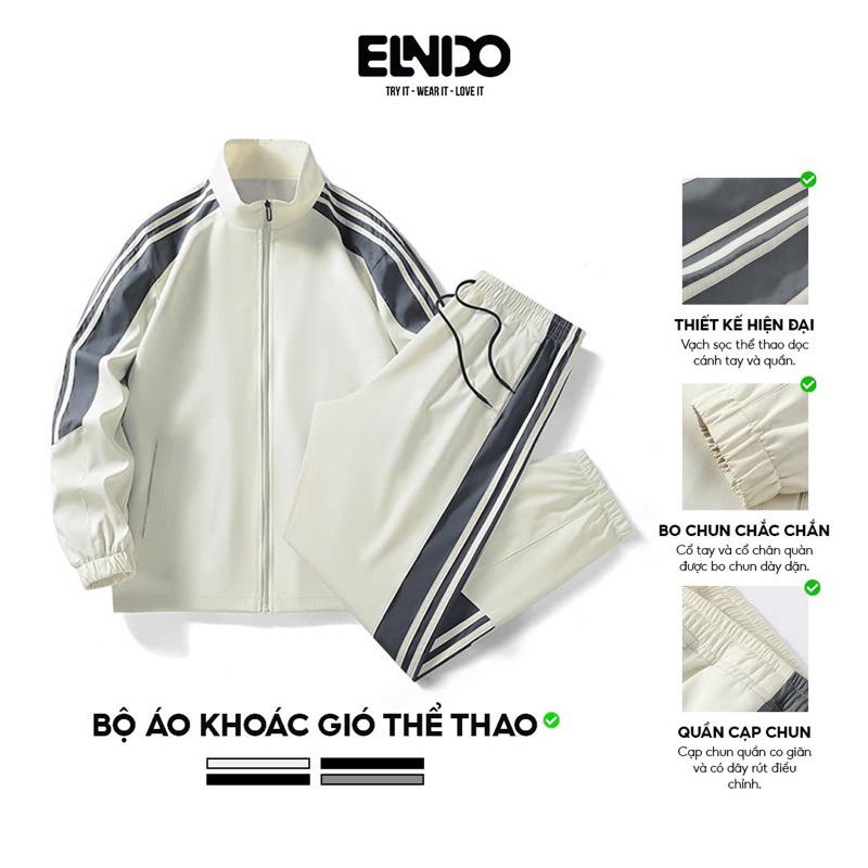 Bộ quần áo vải gió nam 2 lớp chống nước, chống gió cao cấp ELNIDO Menswear Đen Nhung