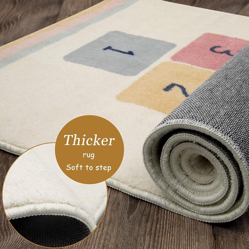 INS Cashmere-like Cute Hopscotch Home Children's Game Blanket Crawling Non-Slip Game Mat Machine Washable 3