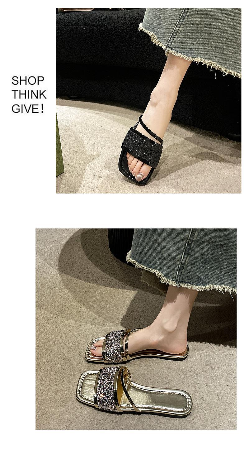 Product Introduction of Office slippers women's new transparent rhinestone soft-soled flip-flops 4