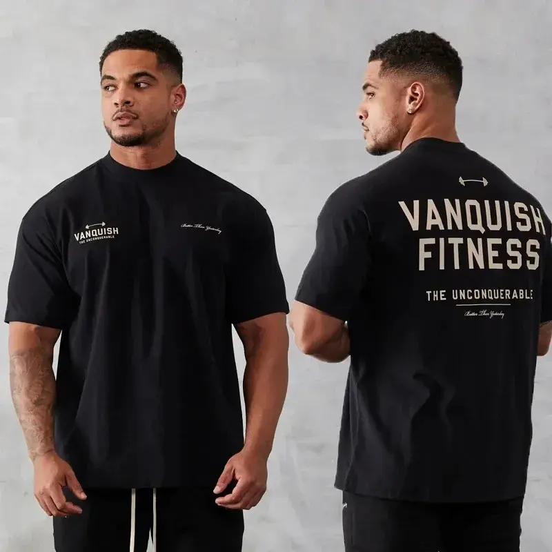 Men's Vintage Oversized T-Shirt Summer New Gym Fitness Crew Neck Short Sleeve Joggers Tshirt Running Sports T-Shirts
