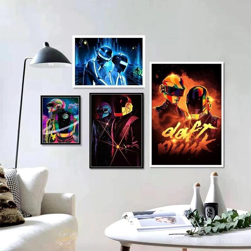 Product Introduction of Poster Daft Punk, Ban Nhạc Sản Xuất Âm Nhạc DJ Kiểu Pháp, Phong Cách Hip Hop, Tranh Vải Bố, Tranh Nghệ Thuật Treo Tường, In Ảnh, Trang Trí Quán Bar Phòng Gia Đình Hiện Đại Decor Tường Treo Phòng 0