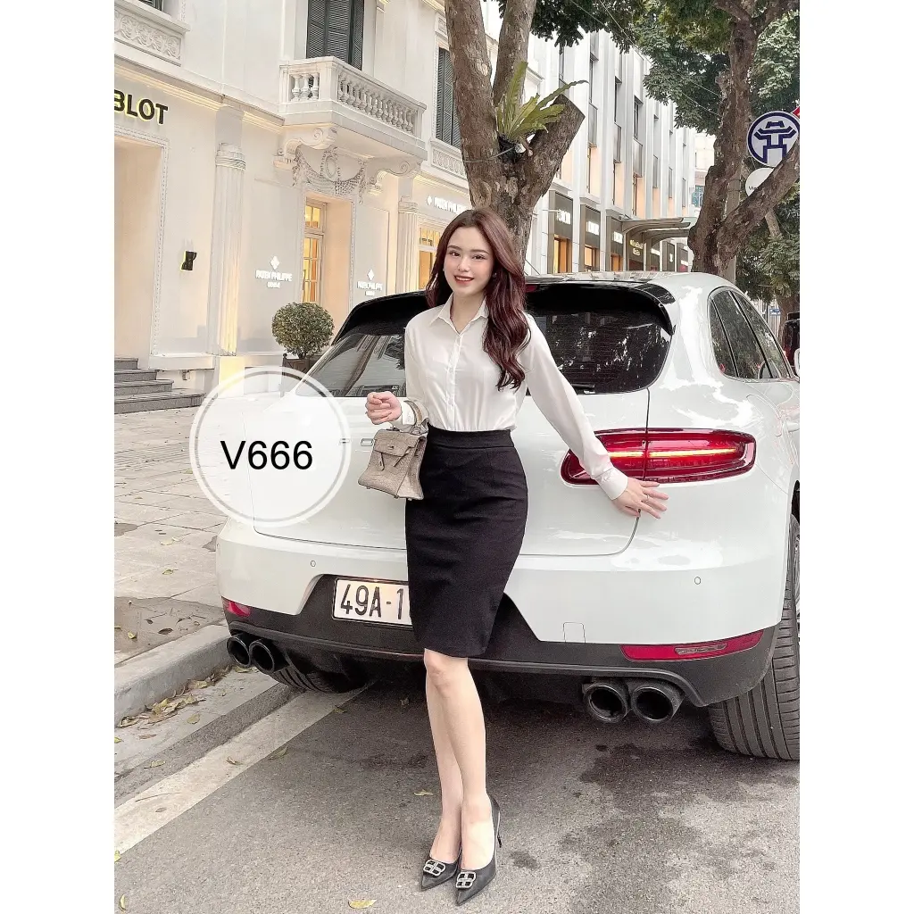 Chân Váy Công Sở Dáng Bút Chì Có Túi Váy Bút Chì Ngắn Ôm Body Dài 53cm [V666-53cm]