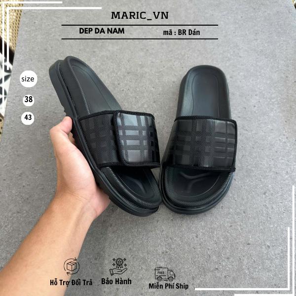 Dép Da Nam Quai Ngang IN Sọc KẺ Cao Cấp Dán Chỉnh Được , Chất Liệu Da microfiber , Đế Cao Su 2 Lớp Tăng Chiều Cao 2-4cmm, Chống Trơn Trượt !!!