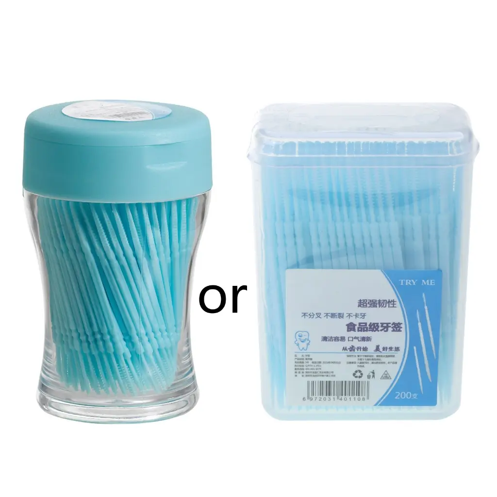 ✪ 200Pcs Food Grade Plastic Toothpick Double-Head Dental Oral Interdental Floss Storage Comfort