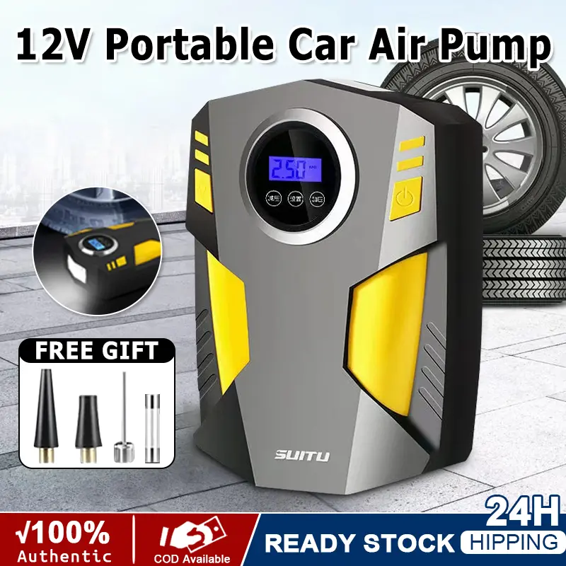 Car Tire Pump 12V Portable Tyre Pump Tire Inflator Car Tyre Inflator Air Compressor Pump With Gauge 150psi Digital Auto Pump Compressor Cars Bike Tyre Inflator