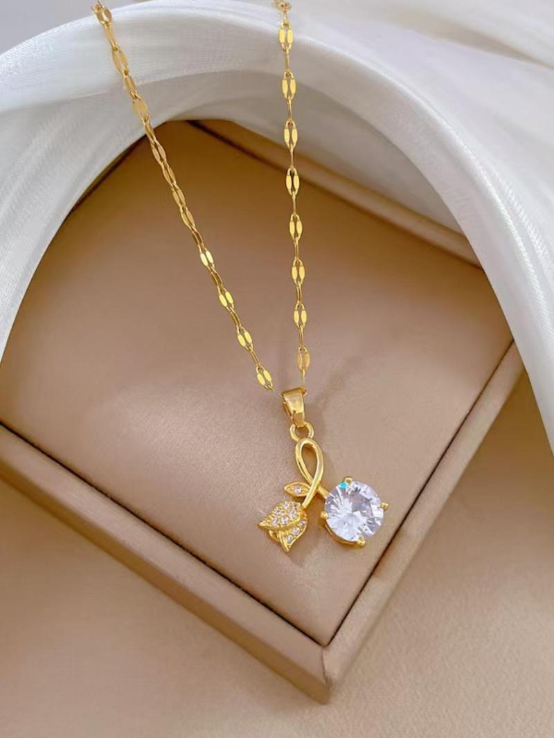 Product Introduction of Artificial Zircon Decor Pendant Necklace for Women, Elegant Necklace for Gift, Fashion All-match Accessories for Daily Wear 3