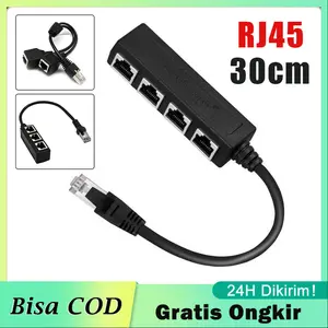 Ethernet RJ45 Splitter 1 Male to 3 Female Port Lan Cable / Kabel Adapter Cabang 3 Port Lan Jaringan Plug Konektor Extension Network