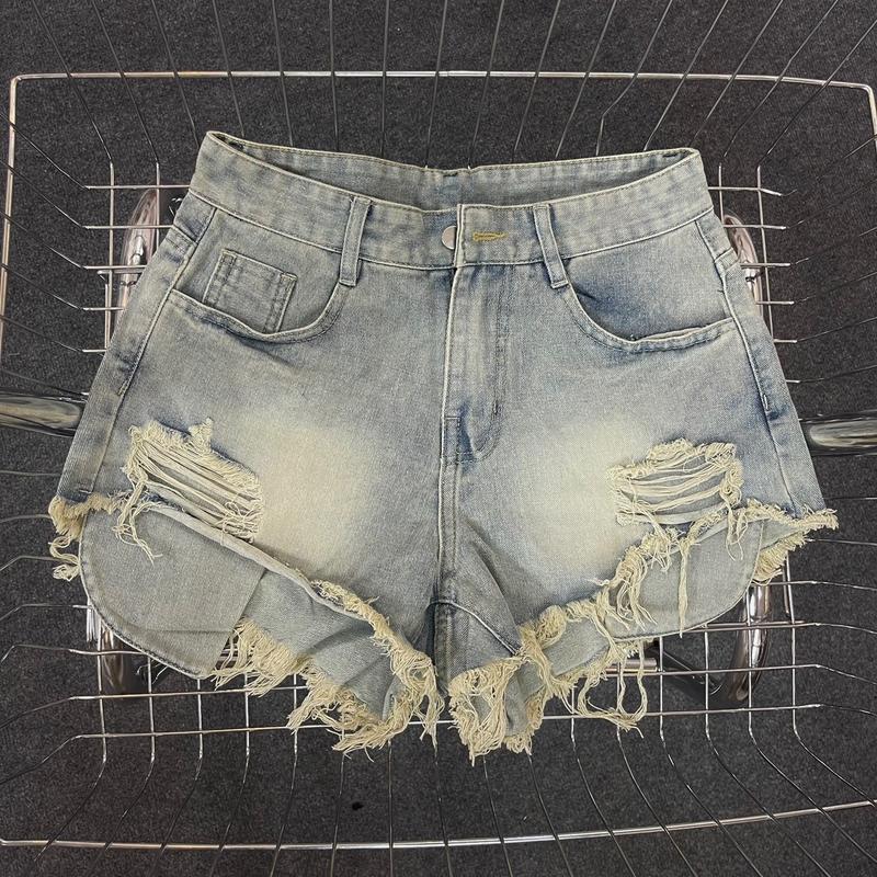 BG11 Quần Đùi Short Jean BigSize Nữ Ngắn , Rách Tua Rua Lộ Túi , Hai Túi Trước Sau , Lưng Cao Women Pants