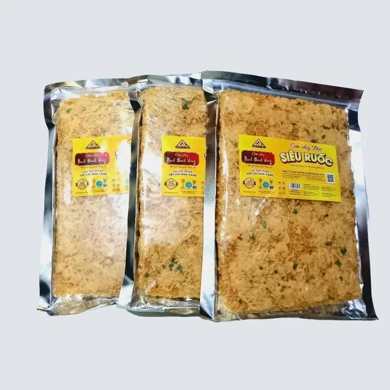 Combo 3 gói Cơm cháy nếp siêu ruốc chà bông Ninh Bình Vàng, cơm to 250g Snack Ăn Vặt