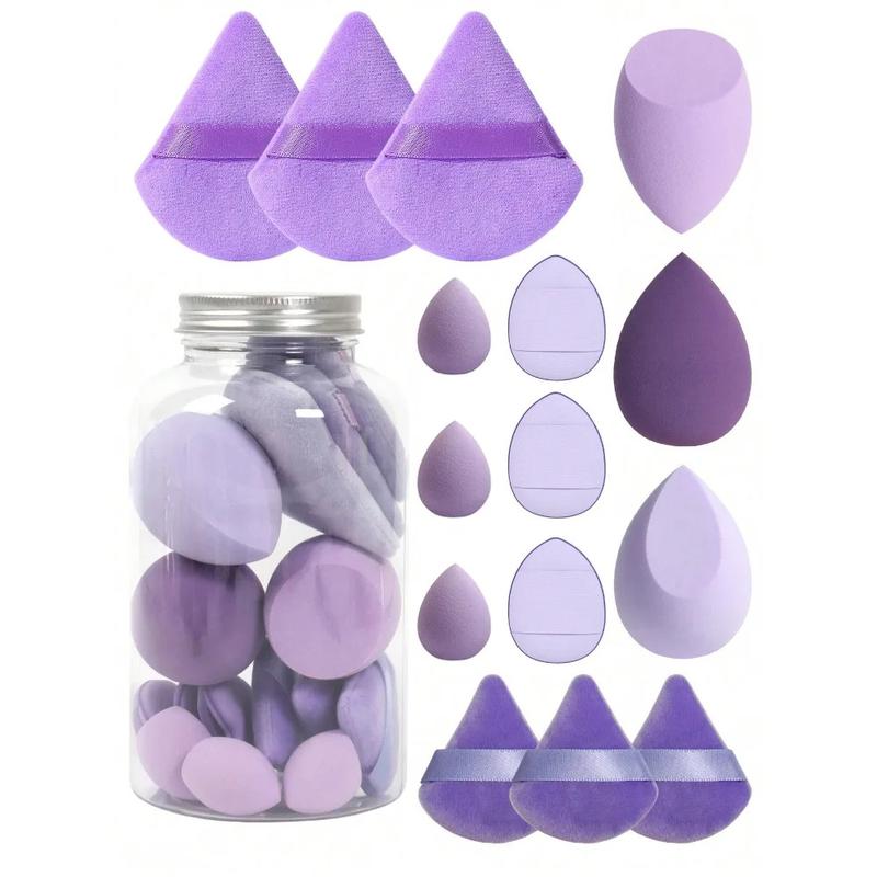 Product Introduction of 14PCs velvet powder puff & makeup sponge set-skin-friendly, dual-use wet/dry blenders for flawless foundation application 5