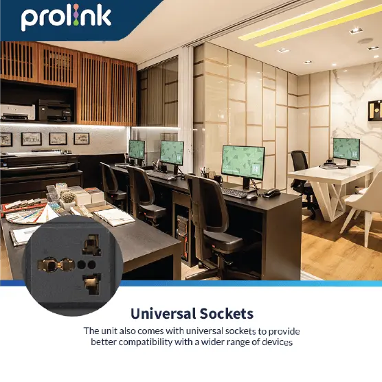 Prolink 1200VA Line Interactive UPS Super Fast Charging Universal Power Socket l USB Port 2