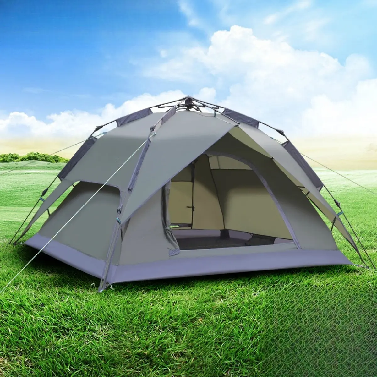 STUARRT Automatic Tent 3-4 Person Camping Tent Waterproof Easy Instant Setup Protable Backpacking for Sun Shelter Travelling Hiking Out Equipment