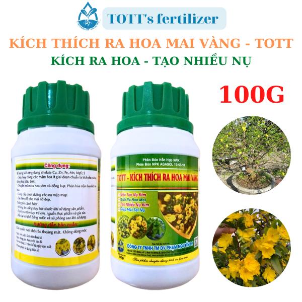 Phân Bón Siêu Lân 10-55-10+TE - Kích ra hoa mai vàng - Siêu tạo nụ về- hũ 100gr TOTT's fertilizer