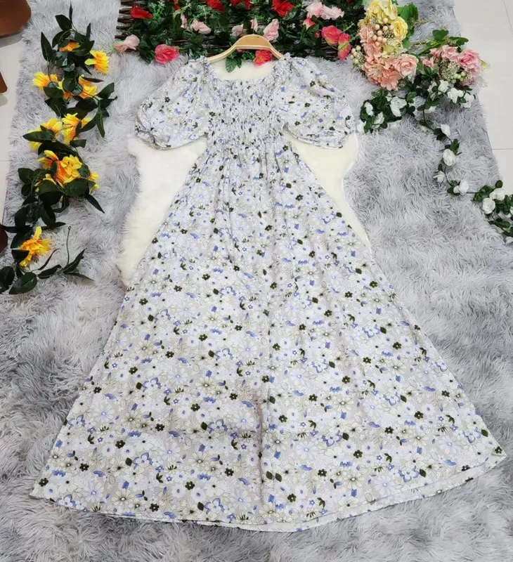 LAUSA STORE - Dress Gracia Flow Pakaian Wanita Kasual Motif Floral Cantik Gaun Sifon Gaya Korean Style Fashionable 8