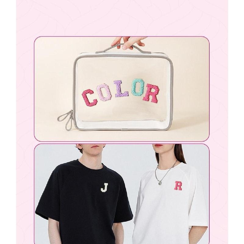 Product Introduction of 26pcs Coloured A~Z English Letter Clothes Stickers Patch Stickers Alphabet Adhesive Fabric Stickers DIY Towel Embroidered Fabric Applique on Clothes 27
