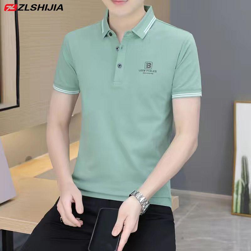 Áo Thun Nam Ngắn Tay Mùa Hè Gia Đình Sói Chiến Tranh Áo Polo Thêu Trẻ Trung Và Trung Niên Áo Công Sở Lụa Lạnh Thoáng Khí 1 / 2 Miếng 2