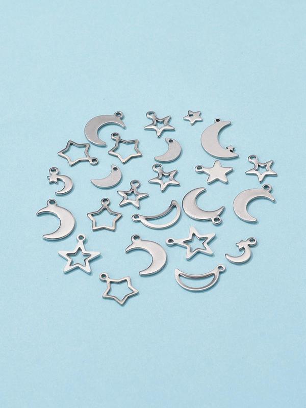 Minimalist Star & Moon Design Pendant (60pcs/box), Stainless Steel Pendant, DIY Jewelry Making Supplies for Bracelet Necklace Earrings 3