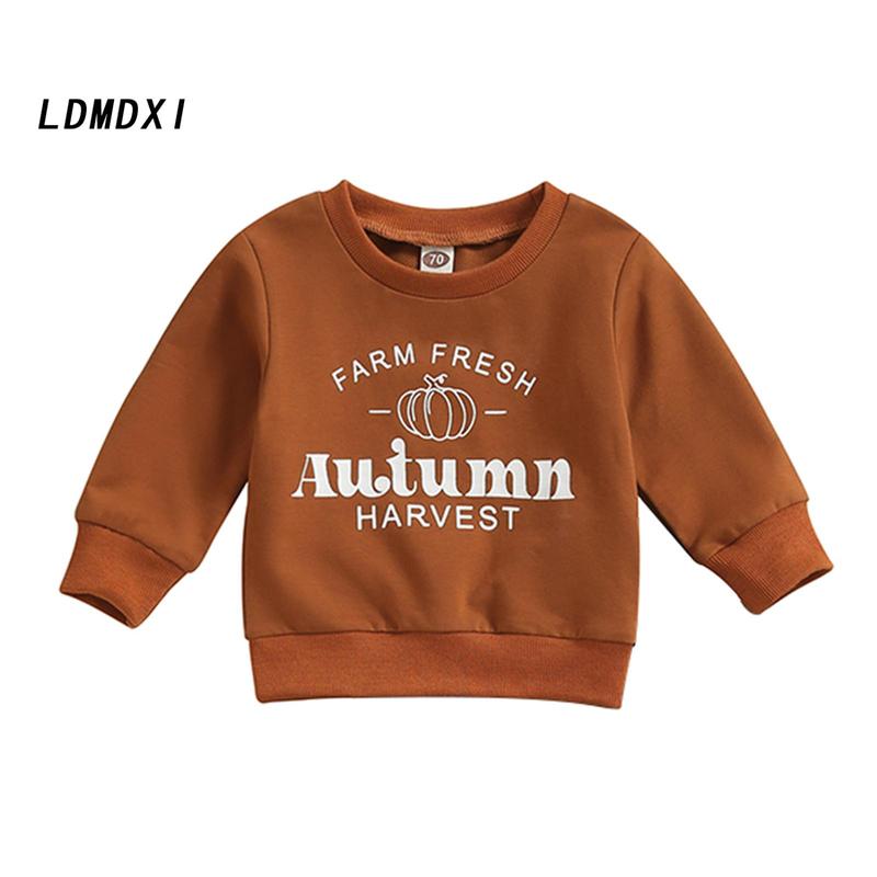 Kids Halloween Sweatshirt Pumpkin Letter Print Long Sleeve Pullovers 0